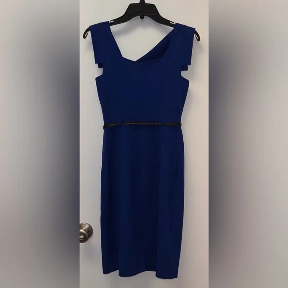 NWOT Black Halo Belted Classic Jackie O Midi Blue Dress size 2